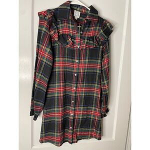 Blue Rain Plaid Mini Dress - Red, Black, Yellow NWT